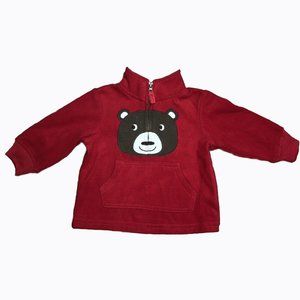 Carters Pullover Shirt Boys 6 Months Red Long Sleeve Fleece Sherpa Brown Bear